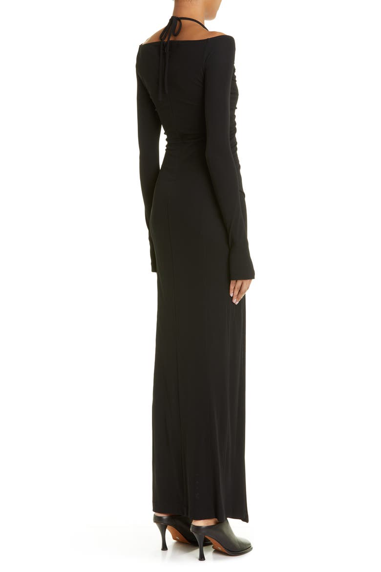 Mobius Slit Ruched Long Sleeve Knit Dress, Alternate, color, BLACK