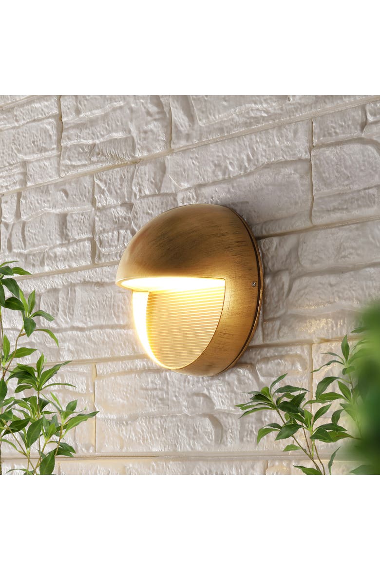 Orbe Outdoor Metal/Glass Integrated LED Wall Sconce, Alternate, color, Antique Gold