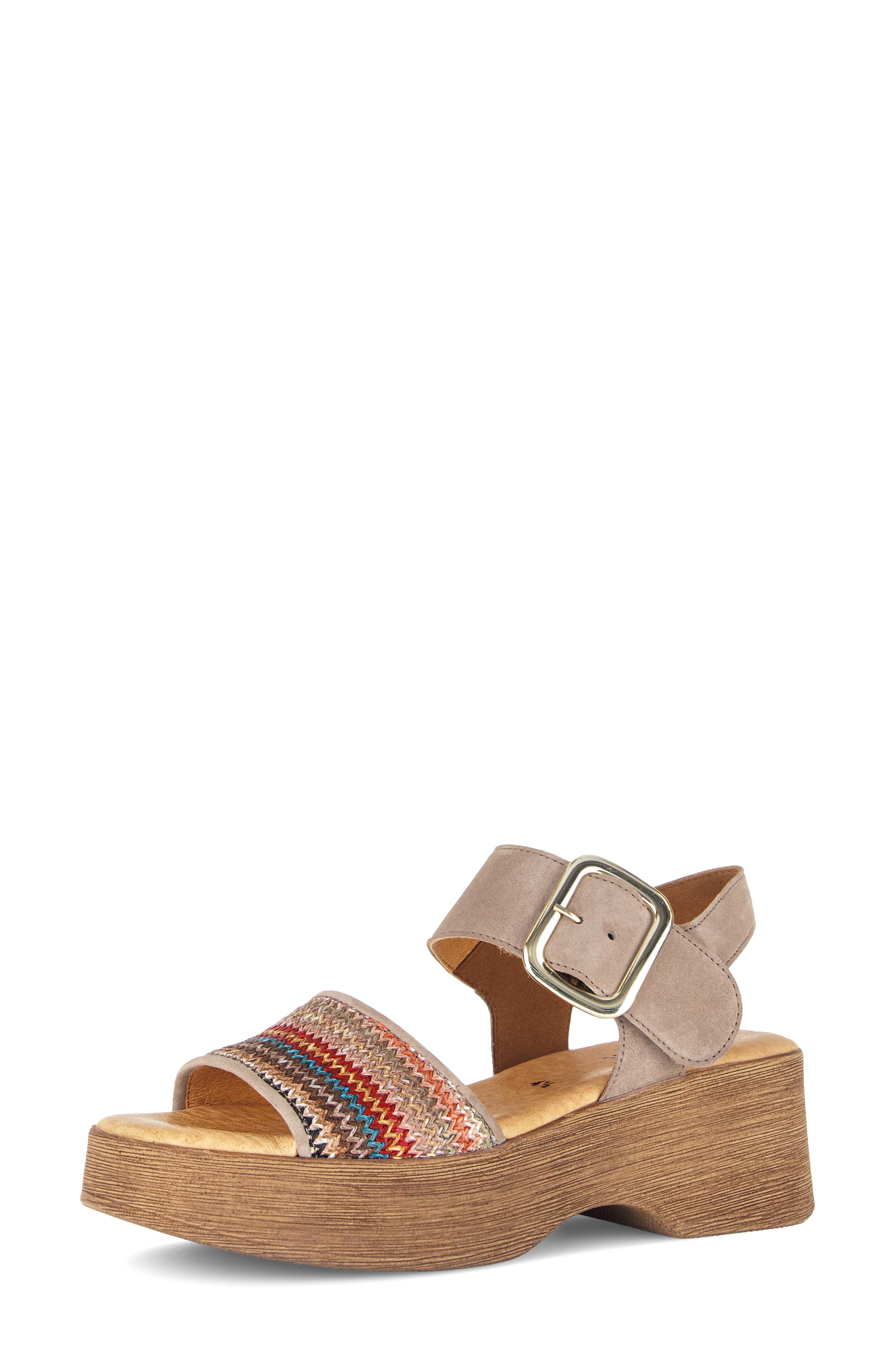 Gabor Ankle Strap Platform Sandal, Main, color, Taupe Multi Color