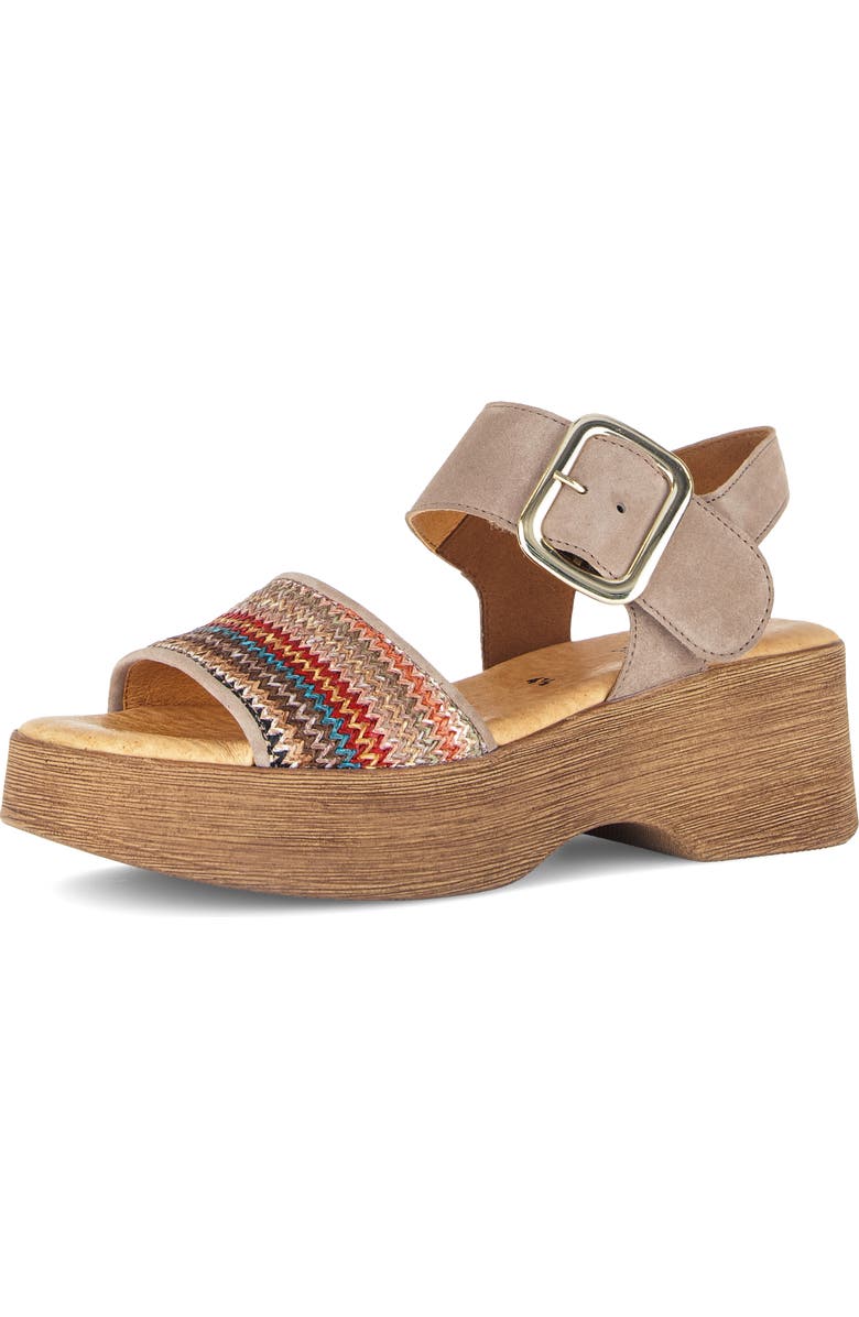 Gabor Ankle Strap Platform Sandal, Main, color, Taupe Multi Color