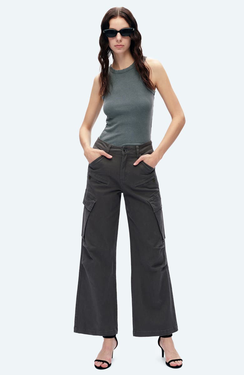 Bayeas Fann High Waist Wide Leg Cargo Jeans, Alternate, color, Gray