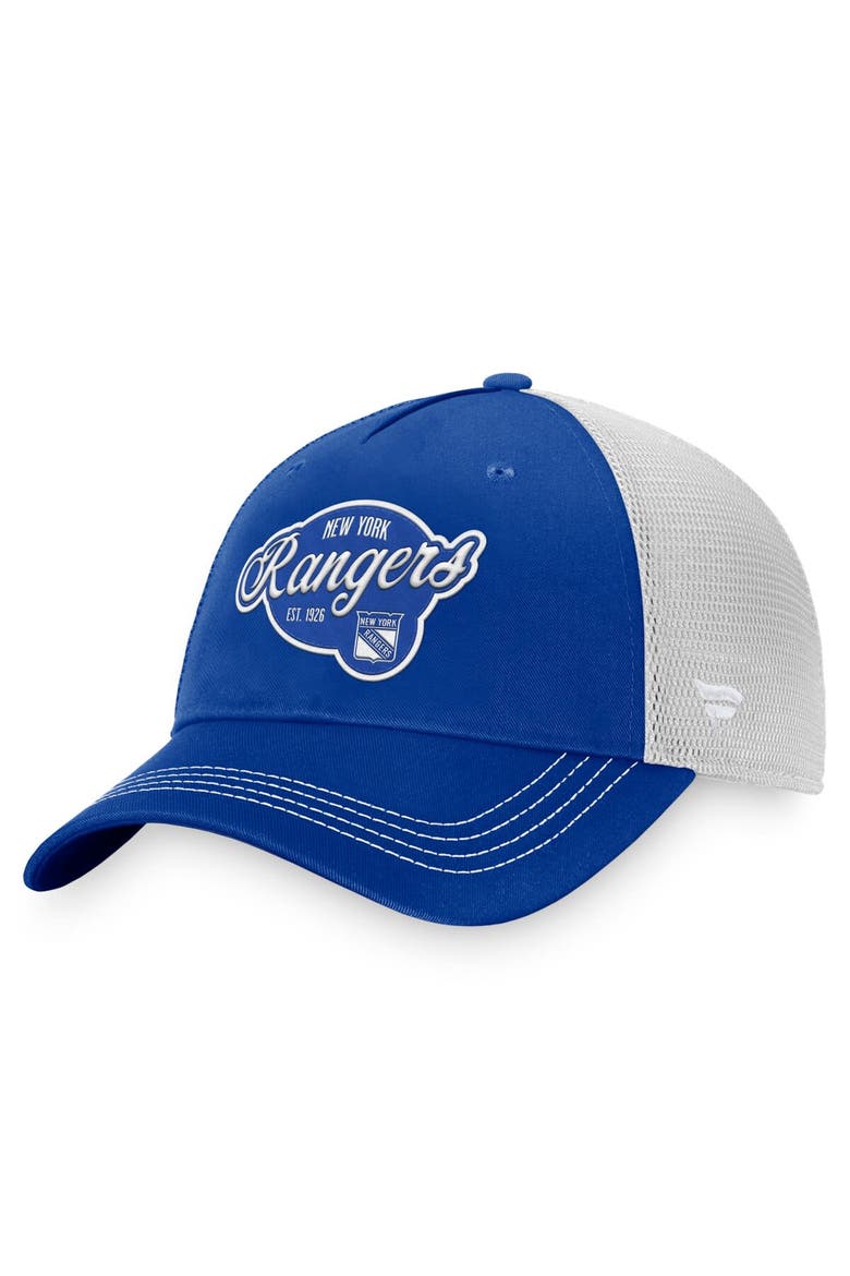 Women's Fanatics Branded Navy/White New York Rangers Fundamental Trucker Adjustable Hat, Main, color, Royal