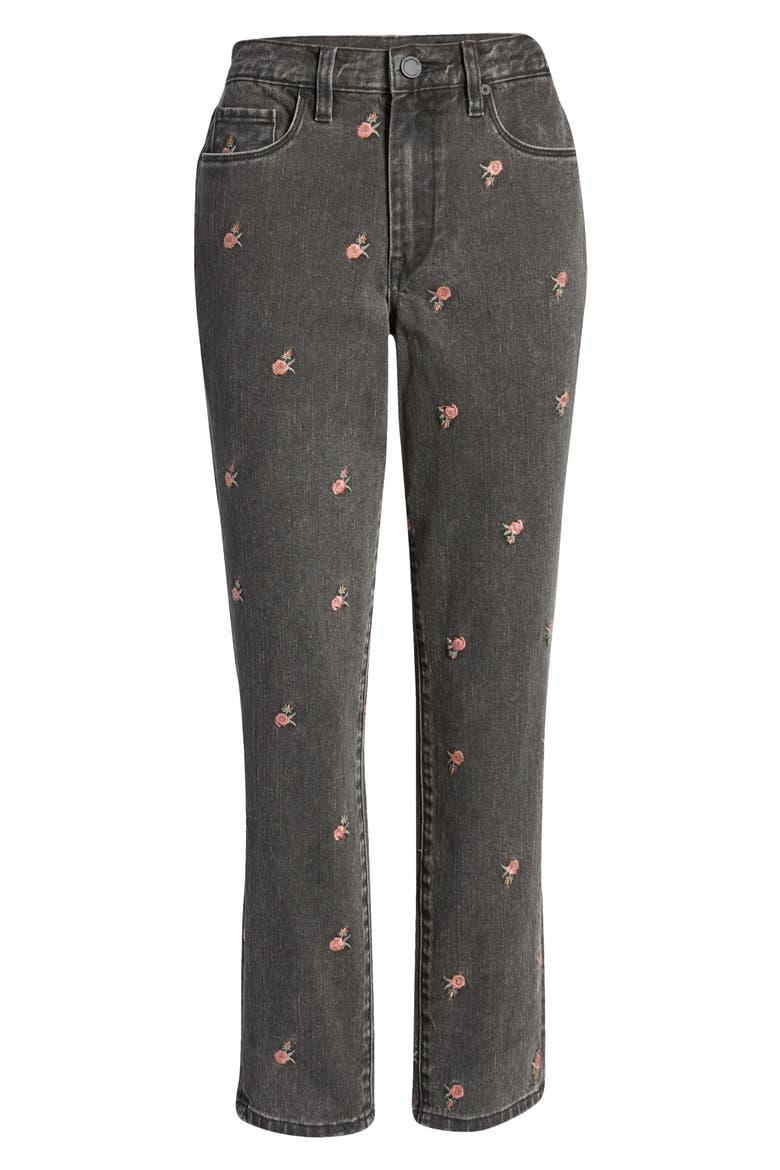 Rosebud Embroidered High Waist Crop Slim Jeans, Alternate, color, CANT HANDLE