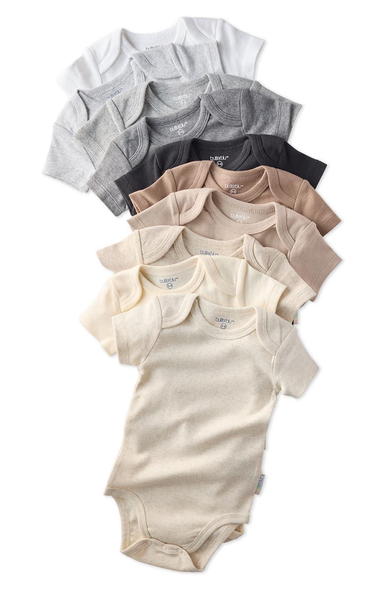 BUTTERBLU Avery Assorted 10-Pack Bodysuits, Main, color, Stone Natural Rainbow