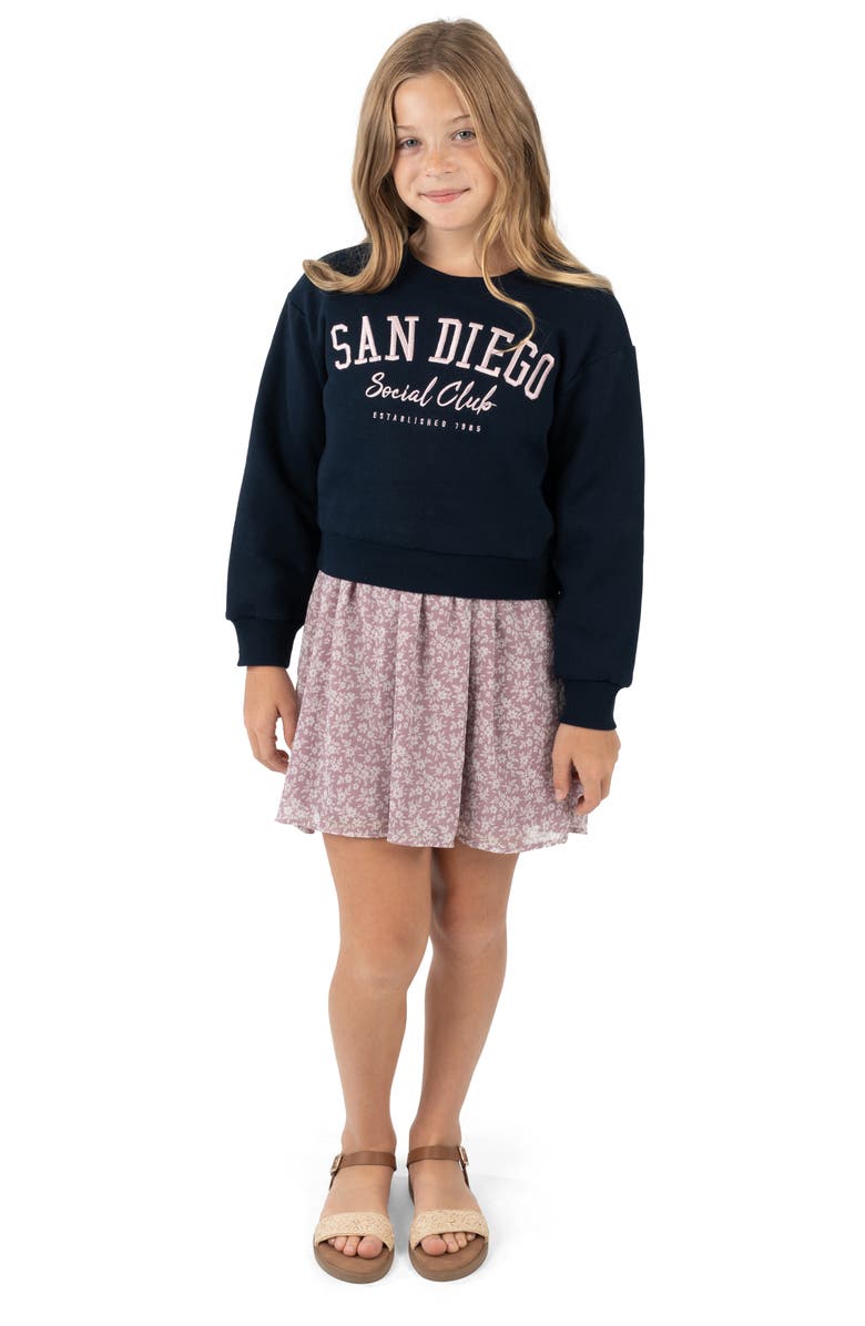 Rare Editions Kids' Graphic Sweatshirt & Smocked Sundress Set, Alternate, color, Mauve