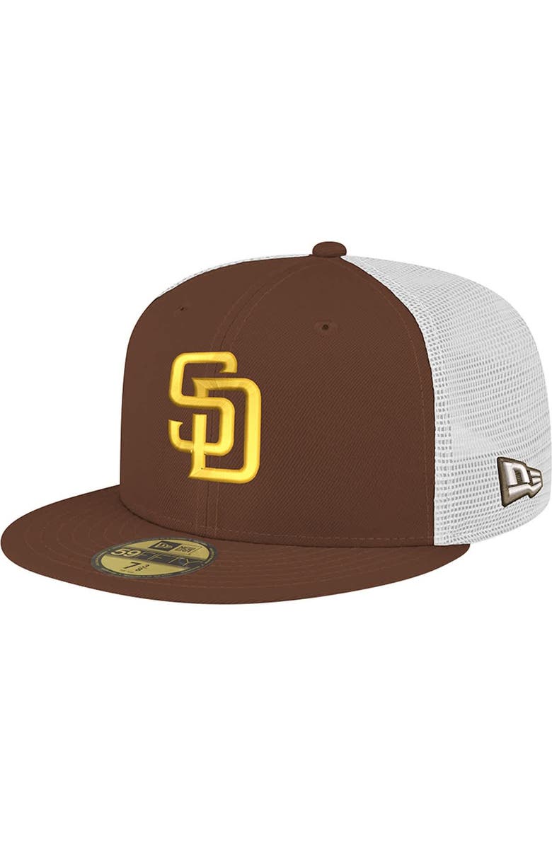 New Era Men's New Era Brown San Diego Padres Team Color 59FIFTY Trucker Fitted Hat, Alternate, color,