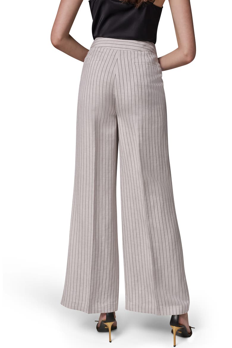 Mid Rise Wide Leg Pinstripe Pants, Alternate, color, FLAX/ BLACK