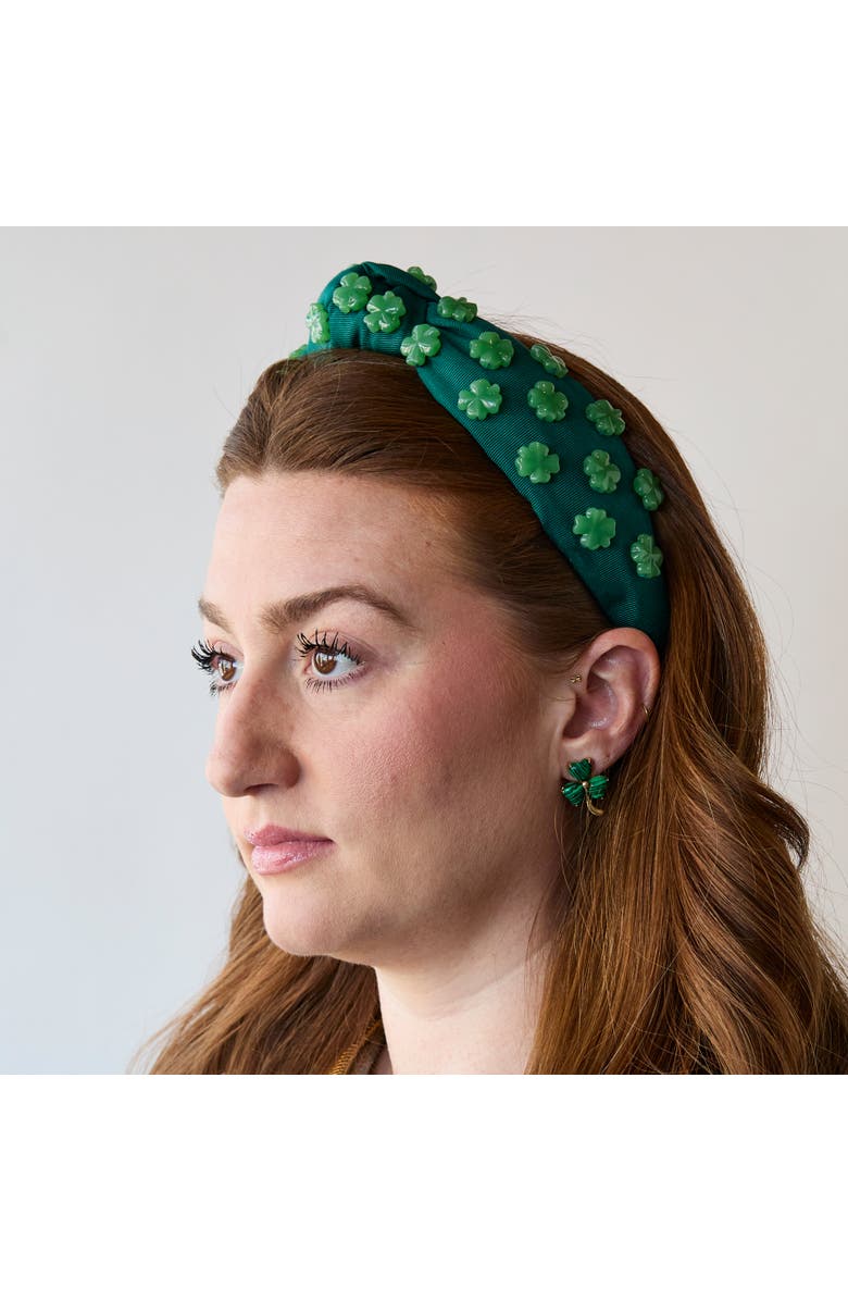 Lele Sadoughi Knotted Lucky Clover Headband, Alternate, color, Green