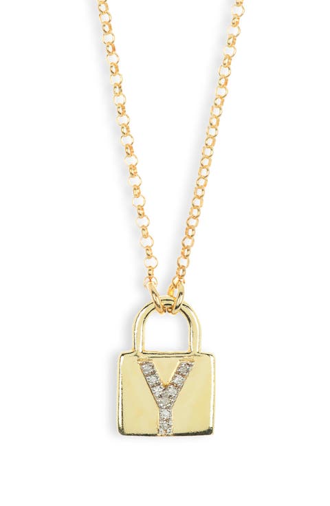 Diamond Padlock Initial Pendant Necklace - 0.12ct.