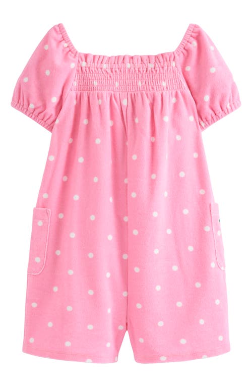 Mini Boden Kids' Print Terry Cloth Romper In Bubblegum Embroidered Fruit