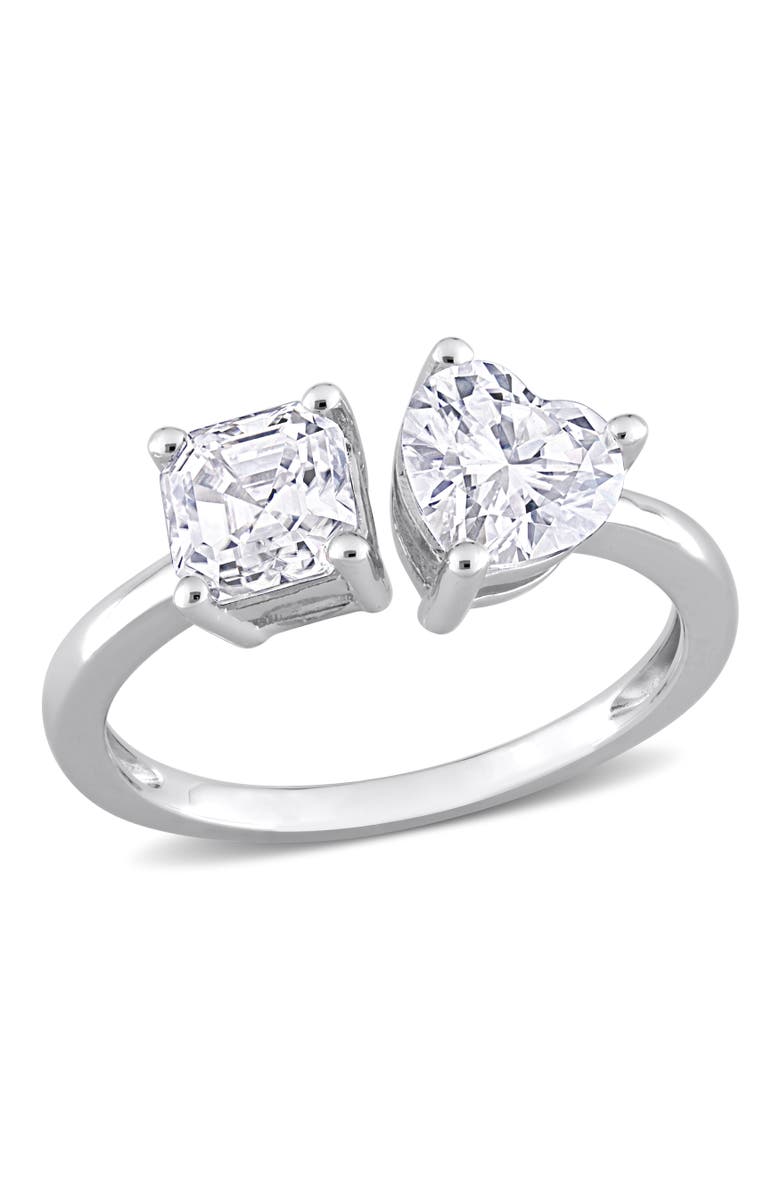 Julianna B. Moissanite Heart 2-Stone Ring, Main, color, Sterling Silver