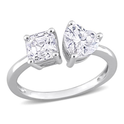 Moissanite Heart 2-Stone Ring