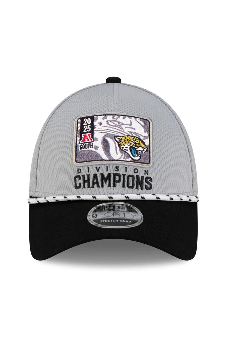 New Era Men's New Era Gray/Black Jacksonville Jaguars 2025 AFC South Division Champions Locker Room Trophy Collection 9FORTY Adjustable Hat, Alternate, color, Gray