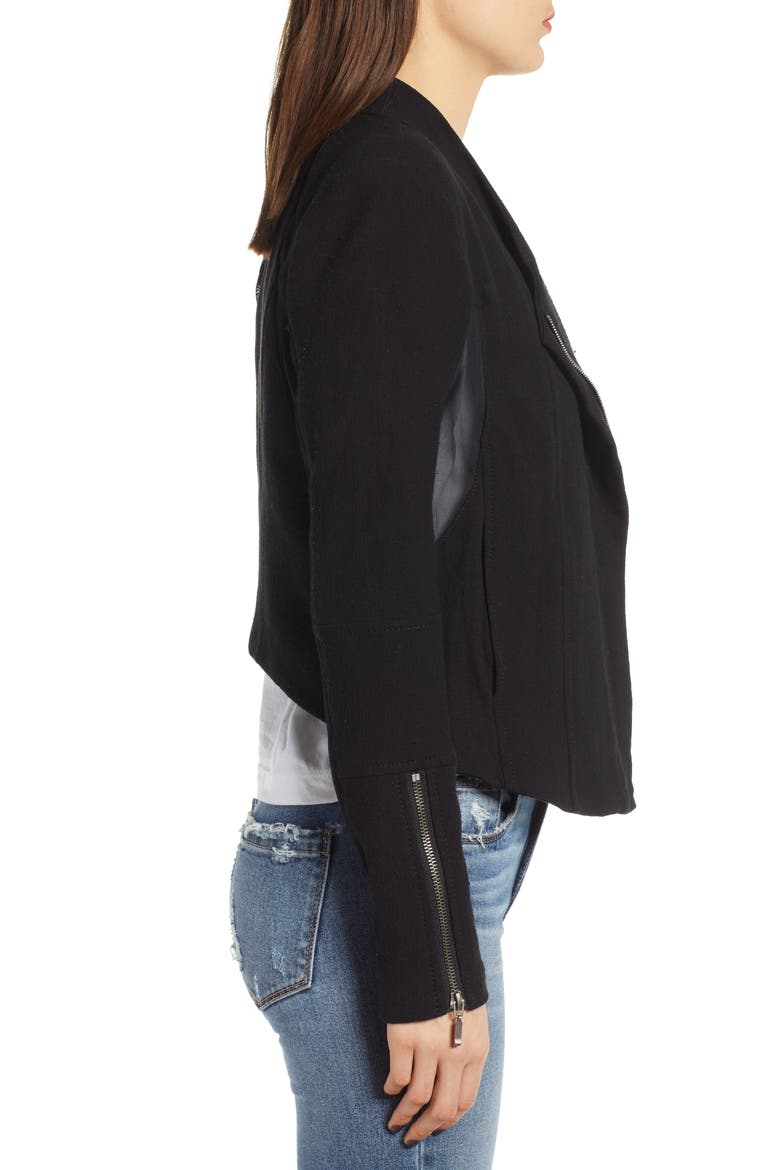 Mesh Detail Crepe Jacket, Alternate, color, SIN CITY