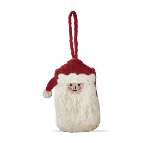 Santa Gift Card Holder Ornament - Red Wool Christmas Tree