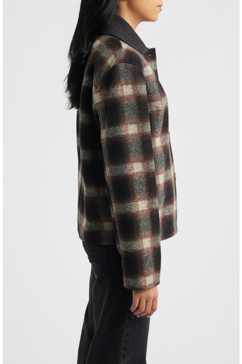 Crop Flannel Jacket, Alternate, color, BROWN PLAID