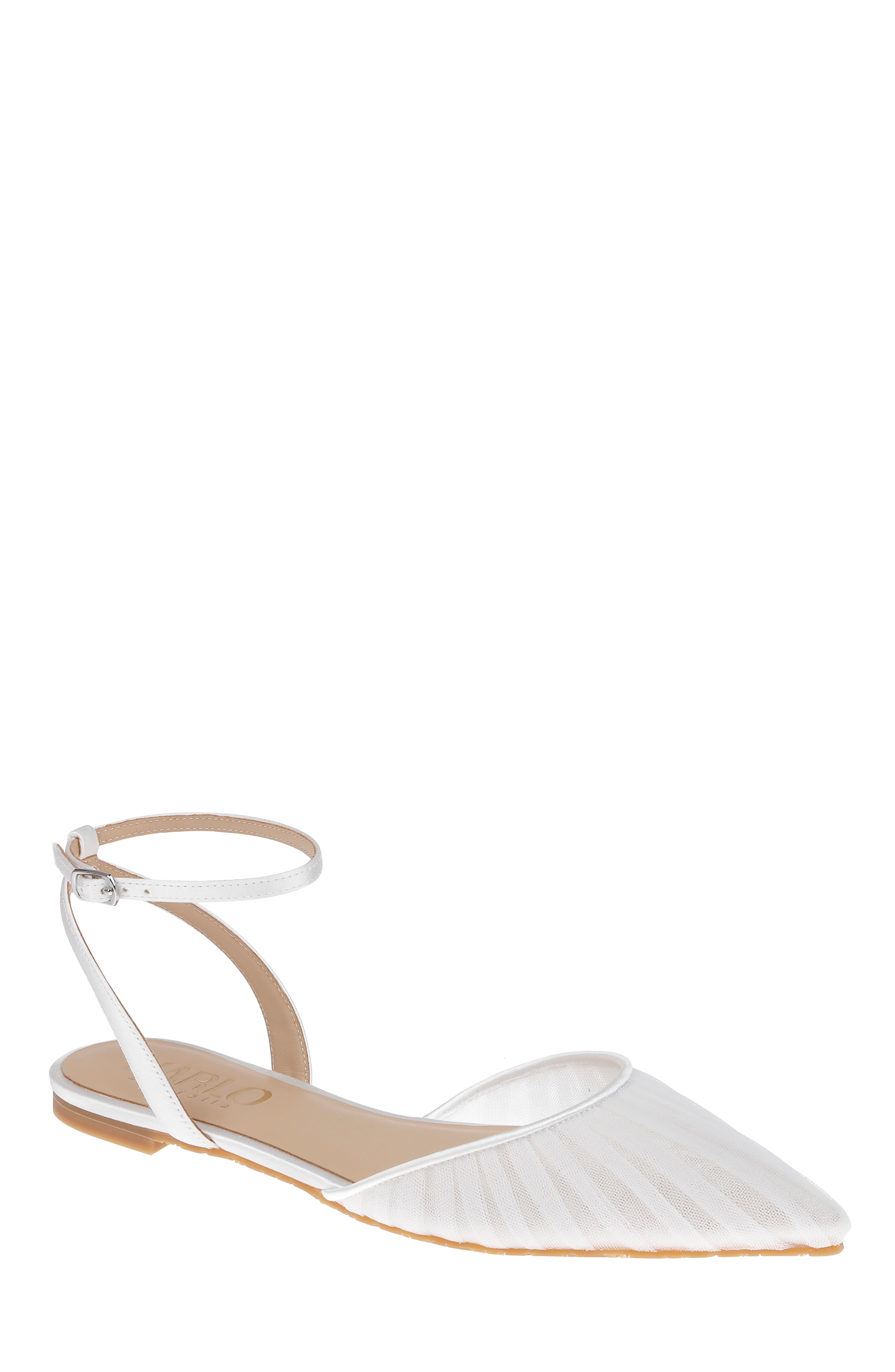 Chanel Tulle - Soft Pleated Tulle Bridal Flats, Alternate, color, Soft White Satin