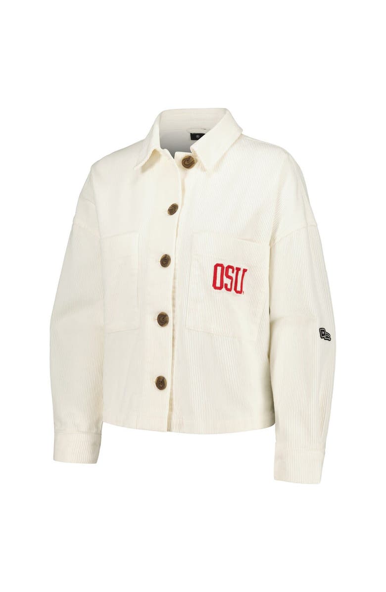 Hype and Vice Women's Hype and Vice Cream Ohio State Buckeyes Corduroy Button-Up Jacket, Alternate, color,