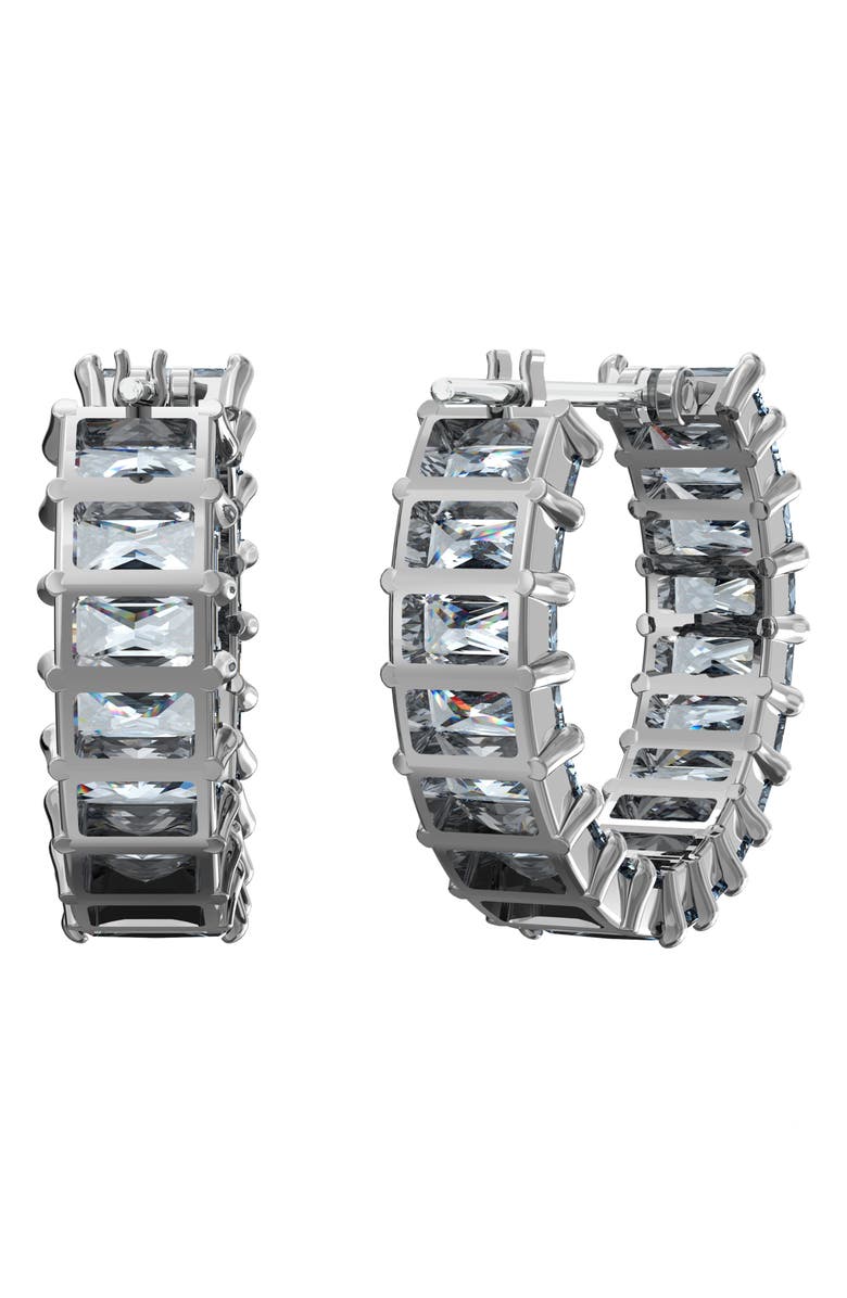 Swarovski Matrix Crystal Baguette Hoop Earrings, Alternate, color,