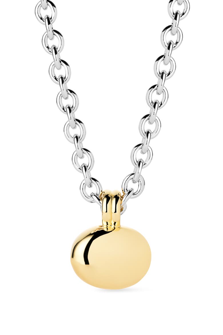 Two-Tone Pebble Pendant Necklace, Main, color, GOLD / SILVER