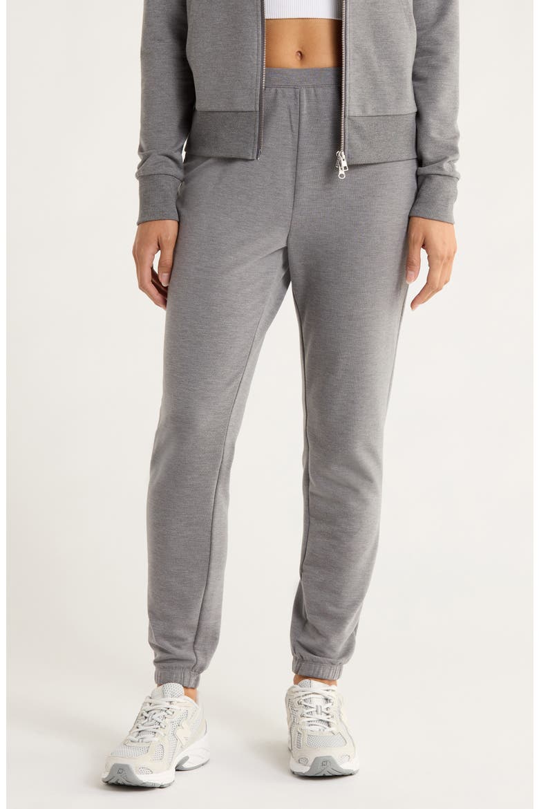 Slim Fit Cozy Recycled Polyester Blend Fleece Joggers, Main, color, HEATHER STEEL GREY
