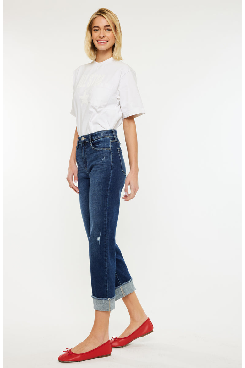 Irma High Rise Cropped Straight Leg Jeans, Alternate, color, Dark Wash