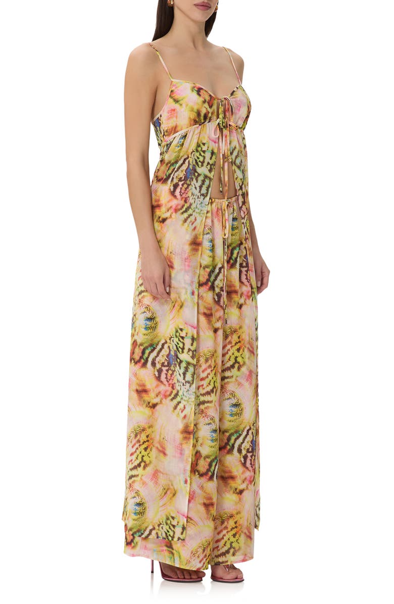 AFRM Anton Tie Front Longline Camisole, Alternate, color, Pink Shell Swirl