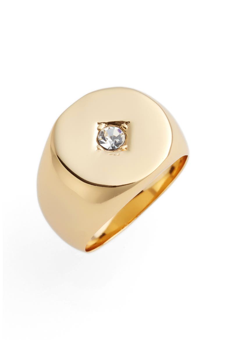 Tulum Signet Ring, Main, color, GOLD/ CLEAR