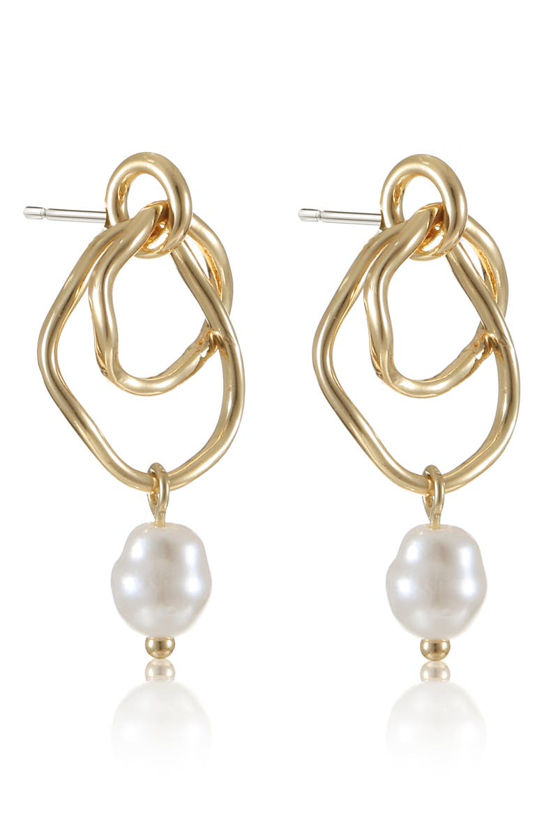 Ettika Faux Pearl Drop Earrings, Alternate, color, Gold/ White
