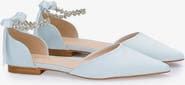 Kailee P Bella Satin Pointed Toe Flats with Amaryllis Strap