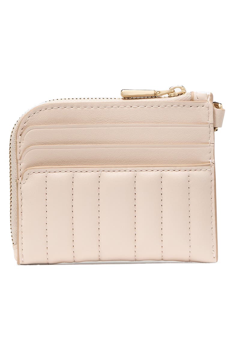 deco quilted leather card case, Alternate, color, MILK GLASS