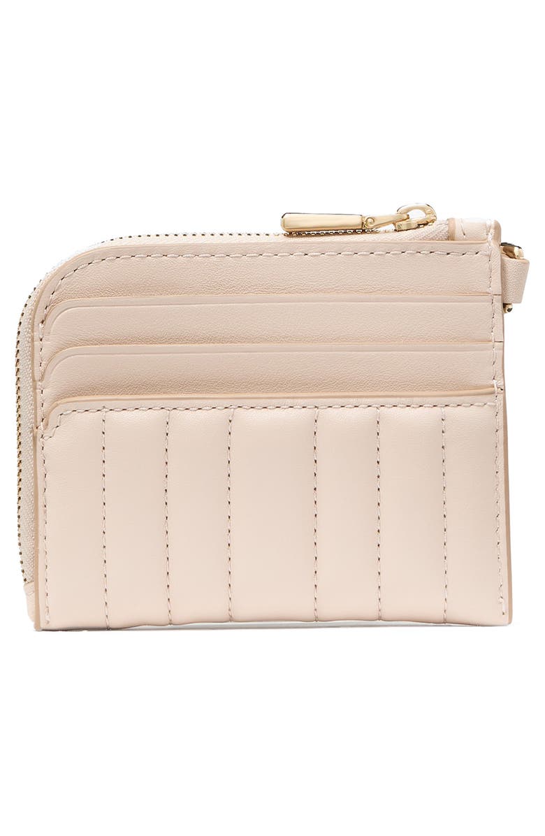 Kate Spade New York deco quilted leather card case, Alternate, color, Milk Glass
