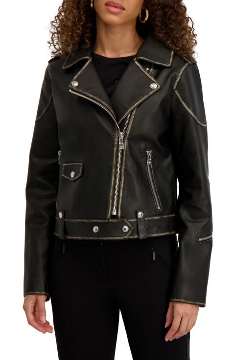 Faux Leather Crop Moto Jacket
