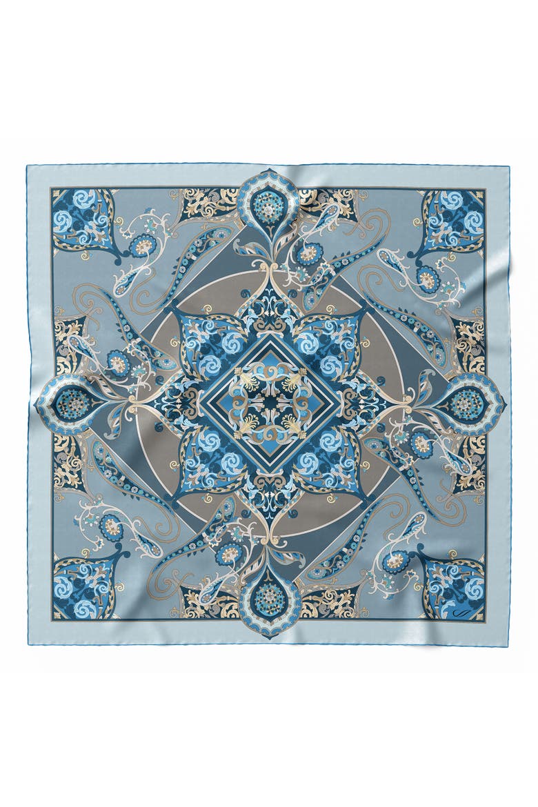Romina - Silk Foulard for Women, Main, color, Blue
