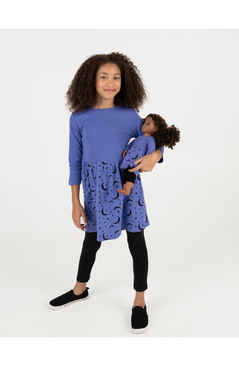 Leveret Girls Skirt Dress with Matching Doll Dress, 100% Cotton, Main, color, Moon
