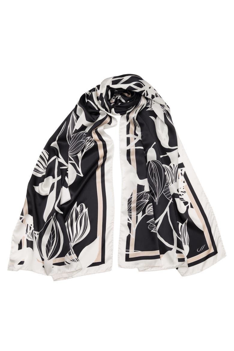 Cara - Silk Scarf/Shawl for Women, Main, color, Black