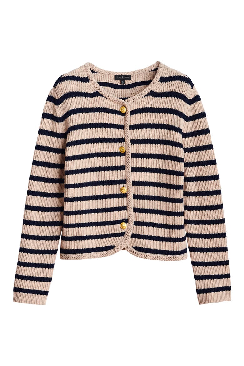 Nancy Stripe Wool Blend Cardigan, Alternate, color, OATMEAL