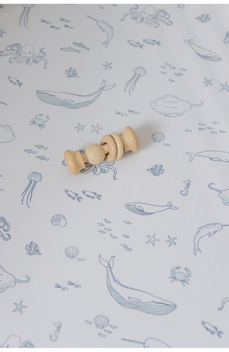 Pehr Organic Cotton Crib Sheet, Alternate, color, Life Aquatic