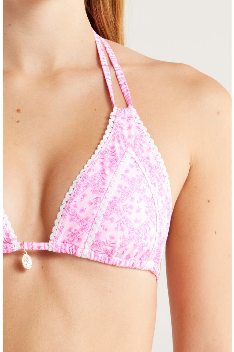 Lace Trim Halter Bikini Top, Alternate, color, STARLIGHT SALOON