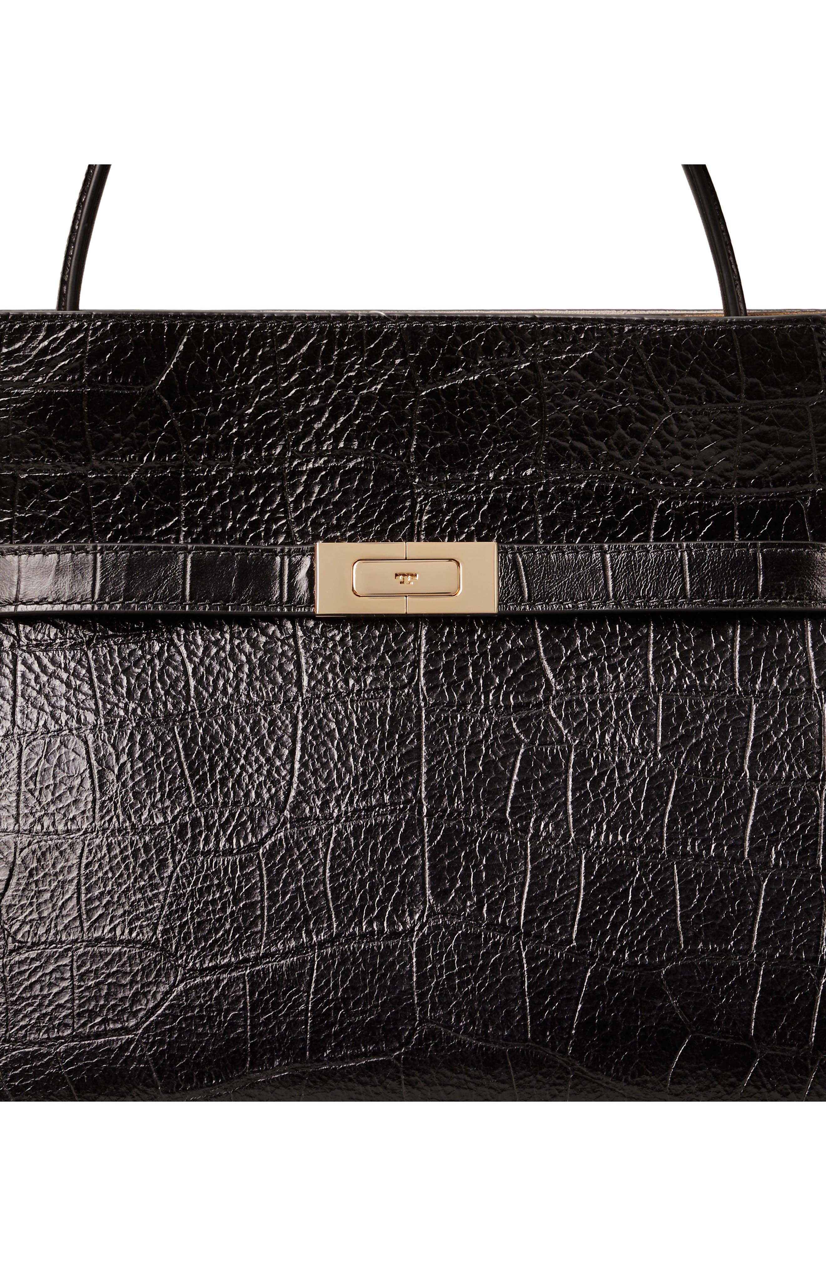 Tory Burch Lee Radziwill Croc Embossed Leather Tote, Alternate, color, 