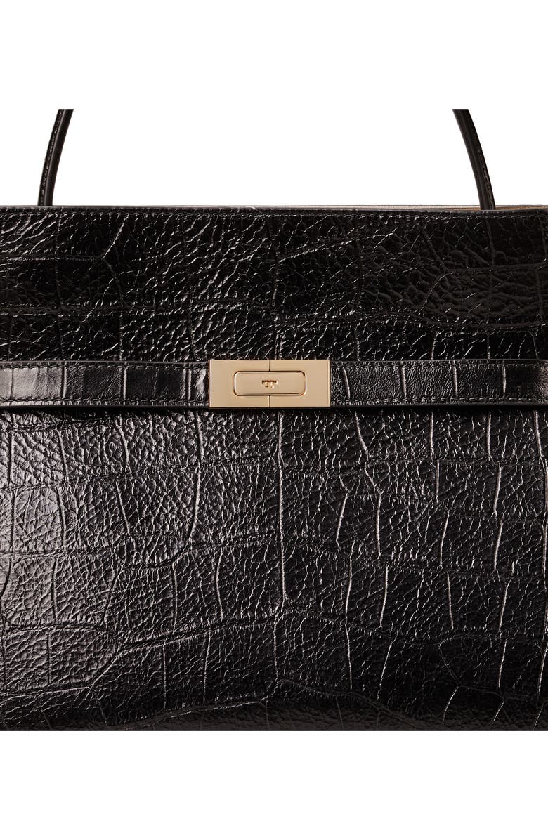 Tory Burch Lee Radziwill Croc Embossed Leather Tote, Alternate, color,
