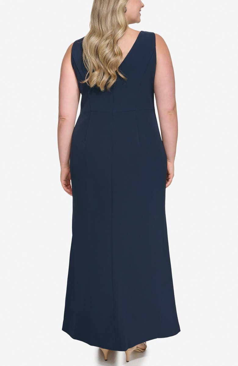 Eliza J Cascade Ruffle Sleeveless Gown, Alternate, color, Navy