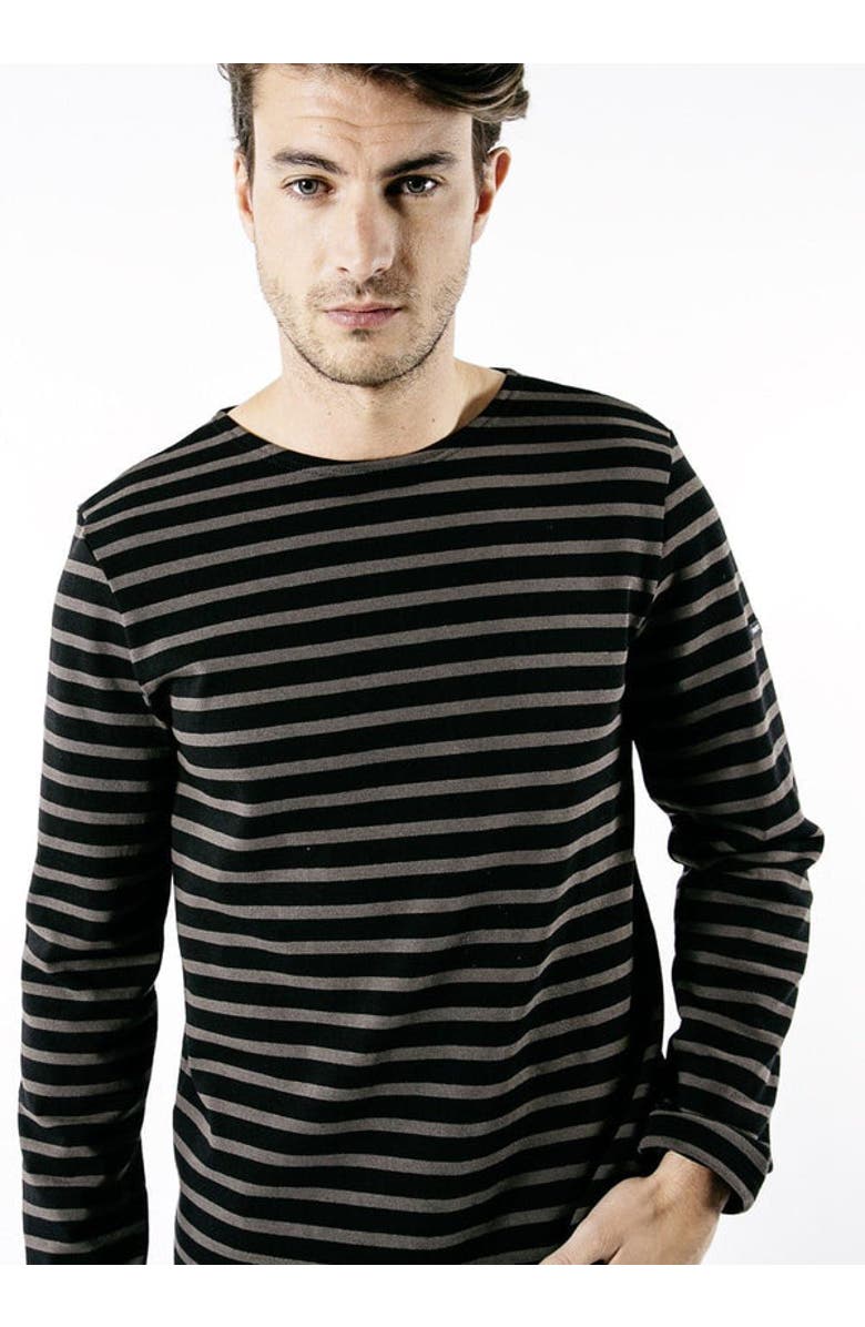 Saint James MERIDIEN MODERNE - Original Heavyweight Breton Shirt, Main, color, Black/Brown