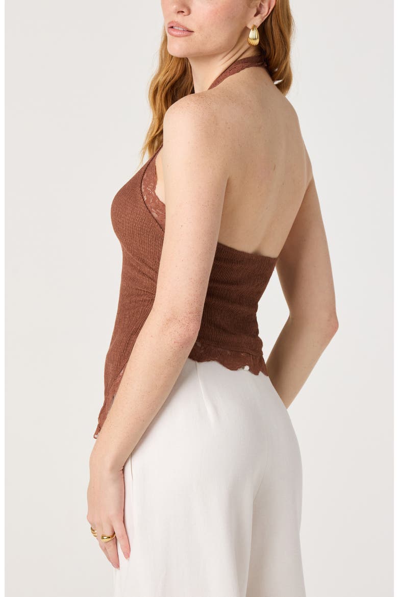 Zoe Lace Halter Top, Alternate, color, BROWN