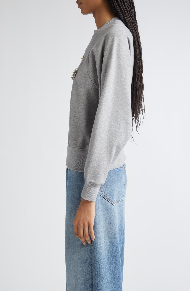 3.1 Phillip Lim Beaded Rabbit Embroidery Cotton Sweatshirt, Alternate, color, Grey Melange Multi