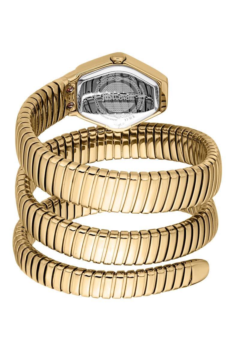 Romina Snake Wraparound Bracelet Watch, 22.5mm x 28.5mm, Alternate, color, GOLD/ GREEN