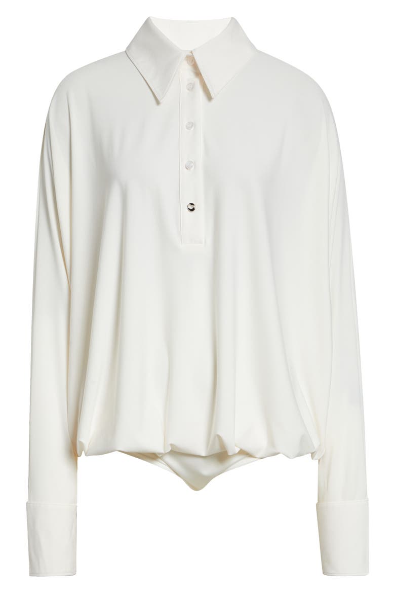 Oversize Draped Bodysuit, Alternate, color, WHITE