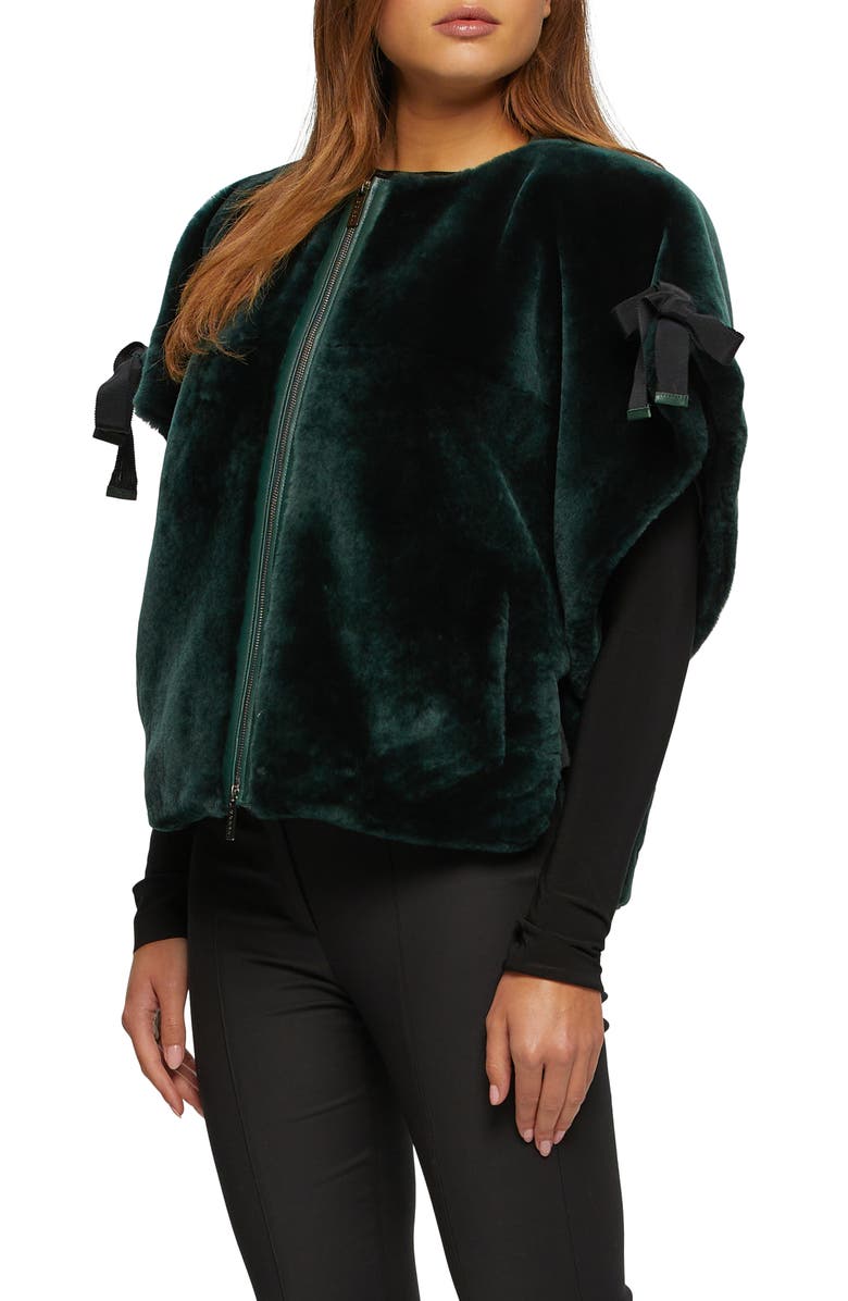 GORSKI Genuine Shearling Jacket, Short Sleeve, Alternate, color, Emerald
