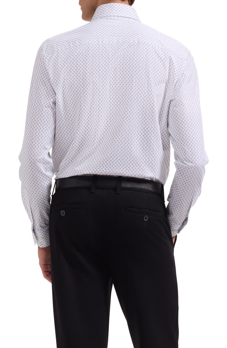 Bugatchi Devon OoohCotton<sup>®</sup> Dot Print Button-Up Shirt, Alternate, color, White