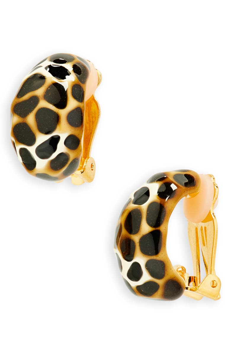 Kenneth Jay Lane Leopard Huggie Earrings, Main, color,